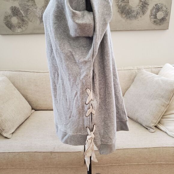 Free People 'So Plush' Lace-Up Pullover Sweatshirt - size Medium in Heather Grey - Picture 9 of 14